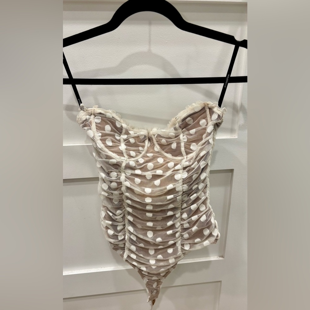 MAJORELLE Cream and White Polka Dot Camisole